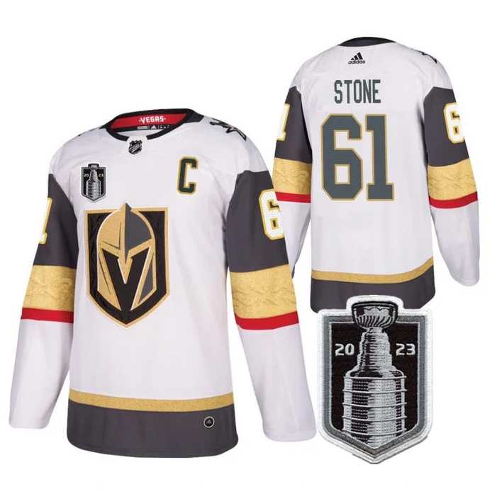 Men%27s Vegas Golden Knights #61 Mark Stone White 2023 Stanley Cup Final Stitched Jersey Dzhi